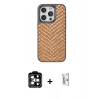 MARSİLYAN™- iPhone 15 Pro Max Kılıf Vadi Özel Seri - Siyah Bilvis 0.18mm Plus Cam Ekran Koruyucu + PVD Metal Kamera Lens - TU
