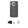 MARSİLYAN™- iPhone 15 Pro Max Kılıf Vadi Özel Seri - Siyah Bilvis 0.18mm Plus Cam Ekran Koruyucu + Raze Metal Kamera Lens - SH