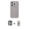 MARSİLYAN™- iPhone 15 Pro Max Kılıf Vadi Özel Seri - Siyah Bilvis 3D Cam Ekran Koruyucu + PVD Metal Kamera Lens - LT