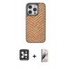 MARSİLYAN™- iPhone 15 Pro Max Kılıf Vadi Özel Seri - Siyah Bilvis 3D Mat Cam Ekran Koruyucu + PVD Metal Kamera Lens - SH