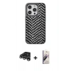 MARSİLYAN™- iPhone 15 Pro Max Kılıf Vadi Özel Seri - Siyah Bilvis 3D Mat Cam Ekran Koruyucu + Raze Metal Kamera Lens - GS