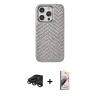 MARSİLYAN™- iPhone 15 Pro Max Kılıf Vadi Özel Seri - Siyah Bilvis 3D Mat Cam Ekran Koruyucu + Titanyum Gri Raze Metal Kamera Lens