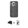 MARSİLYAN™- iPhone 15 Pro Max Kılıf Vadi Özel Seri - Siyah Bilvis 3D Mat Cam Ekran Koruyucu + Titanyum Gri Raze Metal Kamera Lens