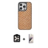 MARSİLYAN™- iPhone 15 Pro Max Kılıf Vadi Özel Seri - Siyah Bilvis 3D Mat Cam Ekran Koruyucu + Turuncu PVD Metal Kamera Lens