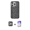 MARSİLYAN™- iPhone 15 Pro Max Kılıf Vadi Özel Seri - Siyah Bilvis 5in1 3D Magic Cam Ekran Koruyucu + PVD Metal Kamera Lens - GI