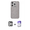 MARSİLYAN™- iPhone 15 Pro Max Kılıf Vadi Özel Seri - Siyah Bilvis 5in1 3D Magic Cam Ekran Koruyucu + PVD Metal Kamera Lens - GS