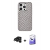 MARSİLYAN™- iPhone 15 Pro Max Kılıf Vadi Özel Seri - Siyah Bilvis 5in1 5D Magic Hayalet Cam Ekran Koruyucu + Gümüş Raze Metal Kamera Lens