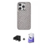 MARSİLYAN™- iPhone 15 Pro Max Kılıf Vadi Özel Seri - Siyah Bilvis 5in1 5D Magic Hayalet Cam Ekran Koruyucu + Raze Metal Kamera Lens - SH