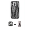 MARSİLYAN™- iPhone 15 Pro Max Kılıf Vadi Özel Seri - Siyah Bilvis Hayalet Cam Ekran Koruyucu + PVD Metal Kamera Lens - GI