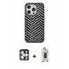 MARSİLYAN™- iPhone 15 Pro Max Kılıf Vadi Özel Seri - Siyah Bilvis Hayalet Cam Ekran Koruyucu + PVD Metal Kamera Lens - GS