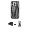 MARSİLYAN™- iPhone 15 Pro Max Kılıf Vadi Özel Seri - Siyah Bilvis Hayalet Cam Ekran Koruyucu + Lacivert Raze Metal Kamera Lens