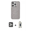 MARSİLYAN™- iPhone 15 Pro Max Kılıf Vadi Özel Seri - Siyah Bilvis Hayalet Cam Ekran Koruyucu + PVD Metal Kamera Lens - GI