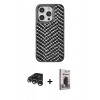 MARSİLYAN™- iPhone 15 Pro Max Kılıf Vadi Özel Seri - Siyah Bilvis Hayalet Cam Ekran Koruyucu + Raze Metal Kamera Lens - GS