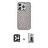 MARSİLYAN™- iPhone 15 Pro Max Kılıf Vadi Özel Seri - Siyah Bilvis Hayalet Cam Ekran Koruyucu + PVD Metal Kamera Lens - SH