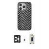 MARSİLYAN™- iPhone 15 Pro Max Kılıf Vadi Özel Seri - Siyah Bilvis Hayalet Cam Ekran Koruyucu + PVD Metal Kamera Lens - SH