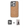MARSİLYAN™- iPhone 15 Pro Max Kılıf Vadi Özel Seri - Siyah Bilvis Hayalet Cam Ekran Koruyucu + PVD Metal Kamera Lens - SH