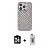 MARSİLYAN™- iPhone 15 Pro Max Kılıf Vadi Özel Seri - Siyah Bilvis Hayalet Cam Ekran Koruyucu + PVD Metal Kamera Lens - TU