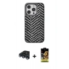 MARSİLYAN™- iPhone 15 Pro Max Kılıf Vadi Özel Seri - Siyah Buffer Cam Ekran Koruyucu + Lacivert Raze Metal Kamera Lens