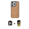 MARSİLYAN™- iPhone 15 Pro Max Kılıf Vadi Özel Seri - Siyah Buffer Cam Ekran Koruyucu + PVD Metal Kamera Lens - TU