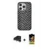 MARSİLYAN™- iPhone 15 Pro Max Kılıf Vadi Özel Seri - Siyah Buffer Cam Ekran Koruyucu + Raze Metal Kamera Lens - GS
