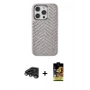 MARSİLYAN™- iPhone 15 Pro Max Kılıf Vadi Özel Seri - Siyah Buffer Cam Ekran Koruyucu + Raze Metal Kamera Lens - TMGI