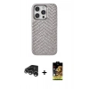 MARSİLYAN™- iPhone 15 Pro Max Kılıf Vadi Özel Seri - Siyah Buffer Cam Ekran Koruyucu + Raze Metal Kamera Lens - GS