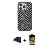 MARSİLYAN™- iPhone 15 Pro Max Kılıf Vadi Özel Seri - Siyah Buffer Cam Ekran Koruyucu + Siyah Raze Metal Kamera Lens