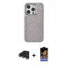MARSİLYAN™- iPhone 15 Pro Max Kılıf Vadi Özel Seri - Siyah Buffer Hayalet Cam Ekran Koruyucu + Raze Metal Kamera Lens - TMGI