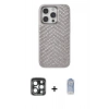 MARSİLYAN™- iPhone 15 Pro Max Kılıf Vadi Özel Seri - Siyah Joko Magic 5D Cam + Lacivert PVD Metal Kamera Lens