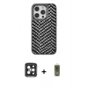 MARSİLYAN™- iPhone 15 Pro Max Kılıf Vadi Özel Seri - Siyah Joko Magic 5D Hayalet Cam + Siyah PVD Metal Kamera Lens
