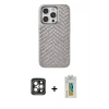 MARSİLYAN™- iPhone 15 Pro Max Kılıf Vadi Özel Seri - Siyah Polymer Nano Ekran Koruyucu + PVD Metal Kamera Lens - GI
