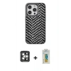 MARSİLYAN™- iPhone 15 Pro Max Kılıf Vadi Özel Seri - Siyah Polymer Nano Ekran Koruyucu + PVD Metal Kamera Lens - GI