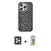 MARSİLYAN™- iPhone 15 Pro Max Kılıf Vadi Özel Seri - Siyah Polymer Nano Ekran Koruyucu + PVD Metal Kamera Lens - SH