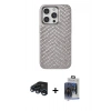 MARSİLYAN™- iPhone 15 Pro Max Kılıf Vadi Özel Seri - Siyah Vanessa Magic Cam + Lacivert Raze Metal Kamera Lens