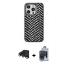 MARSİLYAN™- iPhone 15 Pro Max Kılıf Vadi Özel Seri - Siyah Vanessa Magic Cam + Lacivert Raze Metal Kamera Lens