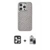 MARSİLYAN™- iPhone 15 Pro Max Kılıf Vadi Özel Seri - Siyah Vanessa Magic Hayalet Cam + PVD Metal Kamera Lens - LT