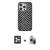 MARSİLYAN™- iPhone 15 Pro Max Kılıf Vadi Özel Seri - Siyah Vanessa Magic Hayalet Cam + PVD Metal Kamera Lens - SH