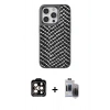 MARSİLYAN™- iPhone 15 Pro Max Kılıf Vadi Özel Seri - Siyah Vanessa Magic Hayalet Cam + PVD Metal Kamera Lens - TU