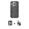 MARSİLYAN™- iPhone 15 Pro Max Kılıf Vadi Özel Seri - Siyah Vanessa Magic Hayalet Cam + PVD Metal Kamera Lens - LT