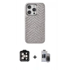 MARSİLYAN™- iPhone 15 Pro Max Kılıf Vadi Özel Seri - Siyah Vanessa Magic Hayalet Cam + PVD Metal Kamera Lens - TU