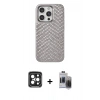 MARSİLYAN™- iPhone 15 Pro Max Kılıf Vadi Özel Seri - Siyah Vanessa Magic Hayalet Cam + PVD Metal Kamera Lens - SH