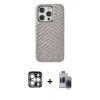 MARSİLYAN™- iPhone 15 Pro Max Kılıf Vadi Özel Seri - Siyah Vanessa Magic Hayalet Cam + PVD Metal Kamera Lens - GS