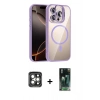 MARSİLYAN™- iPhone 15 Pro Max Kılıf Yadigar Asil Koleksiyonu - Şeffaf 360 Full Body Arka Koruyucu + Gri PVD Metal Kamera Lens
