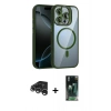 MARSİLYAN™- iPhone 15 Pro Max Kılıf Yadigar Asil Koleksiyonu - Şeffaf 360 Full Body Arka Koruyucu + Raze Metal Kamera Lens - GS