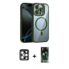 MARSİLYAN™- iPhone 15 Pro Max Kılıf Yadigar Asil Koleksiyonu - Şeffaf 360 Full Body Arka Koruyucu + PVD Metal Kamera Lens - LT