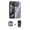 MARSİLYAN™- iPhone 15 Pro Max Kılıf Yadigar Asil Koleksiyonu - Şeffaf 360 Full Body Arka Koruyucu + PVD Metal Kamera Lens - GS