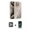 MARSİLYAN™- iPhone 15 Pro Max Kılıf Yadigar Asil Koleksiyonu - Şeffaf 360 Full Body Arka Koruyucu + PVD Metal Kamera Lens - GI