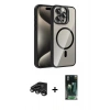 MARSİLYAN™- iPhone 15 Pro Max Kılıf Yadigar Asil Koleksiyonu - Şeffaf 360 Full Body Arka Koruyucu + Raze Metal Kamera Lens - TMGI