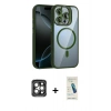 MARSİLYAN™- iPhone 15 Pro Max Kılıf Yadigar Asil Koleksiyonu - Şeffaf Pasifik Cam Ekran Koruyucu + PVD Metal Kamera Lens - GI