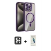 MARSİLYAN™- iPhone 15 Pro Max Kılıf Yadigar Asil Koleksiyonu - Şeffaf Pasifik Cam Ekran Koruyucu + PVD Metal Kamera Lens - GI